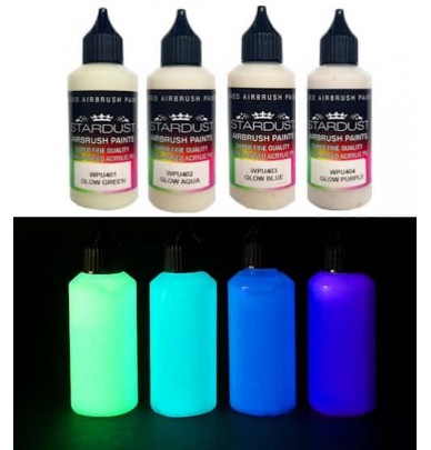 Série Glow – 4 tintas fosforescentes Acrílicas-PU para aerógrafo