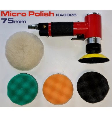 Mini polidora pneumática 75 mm com placa e espumas