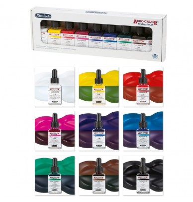 Caixa 9 cores de base Aero Color – conjunto de tintas Schmincke