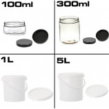 Potes de plástico com tampa de 100ml a 5L