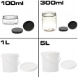 Potes de plástico com tampa de 100ml a 5L