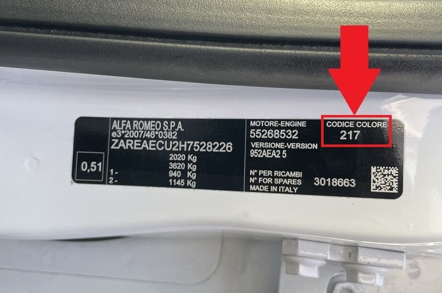 codigo de cor Alfa romeo