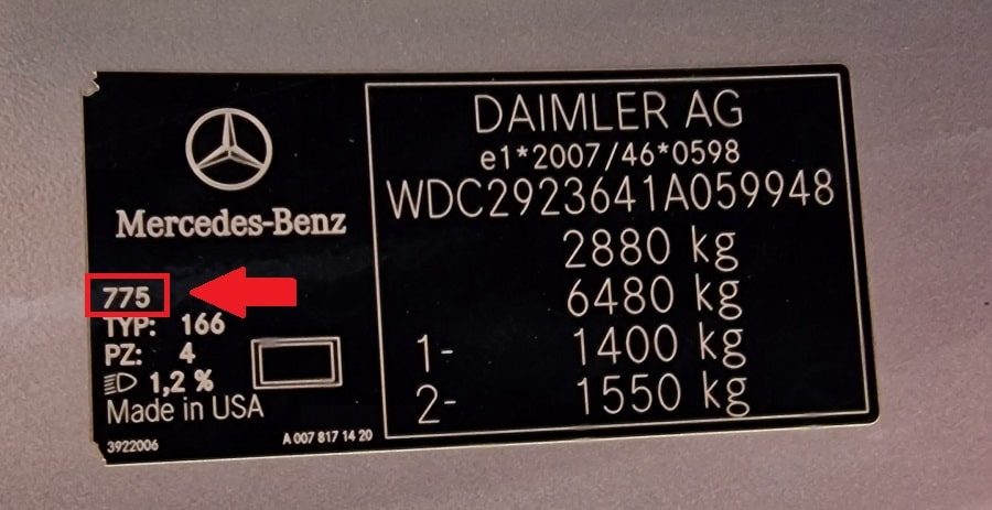 codigo de cor mercedes