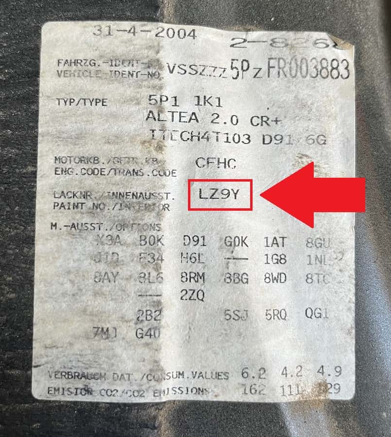 codigo de cor Seat