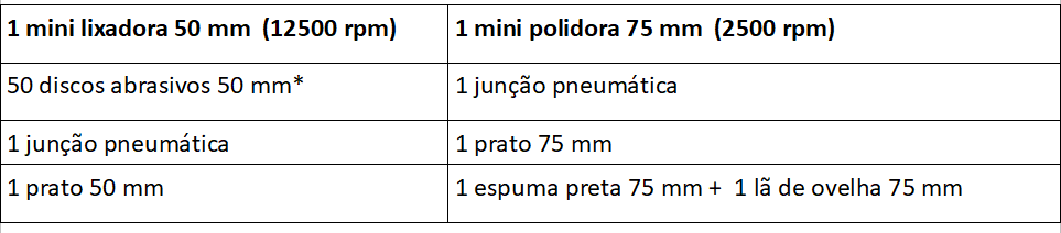 Mini lixadeira pneumática KA 3301 excêntrica 50 cm com 50 mini discos