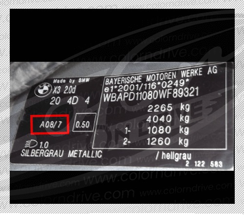 codigo de cor BMW